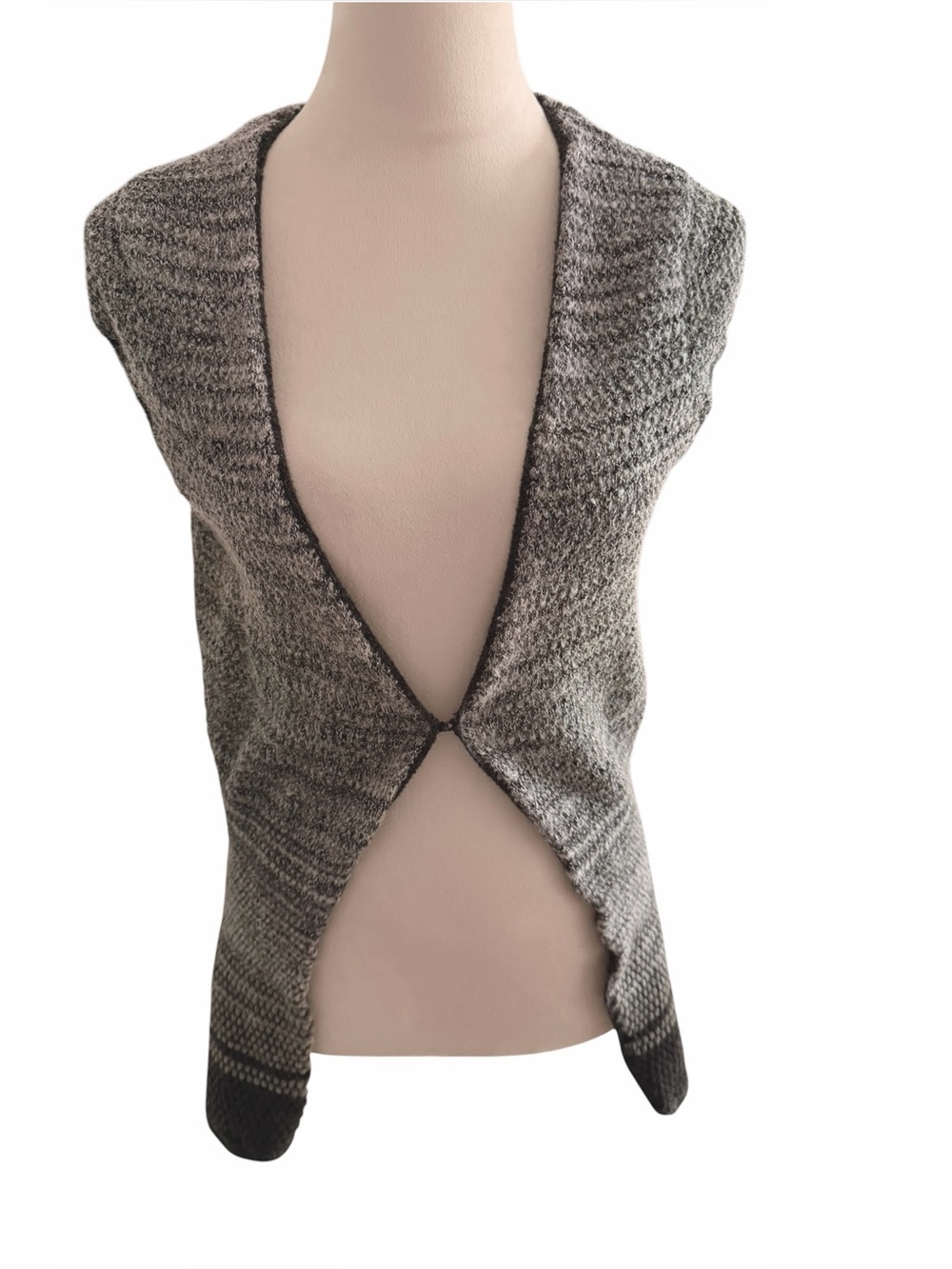 Coldwater Creek Marled Gray Open-Front Knit Vest Small Size 6-8